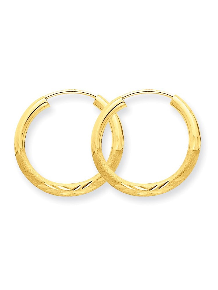 14k Yellow Gold Round Endless 2mm Hoop Earrings Ear Hoops Set Fine Jewelry For Women Gifts For Her 