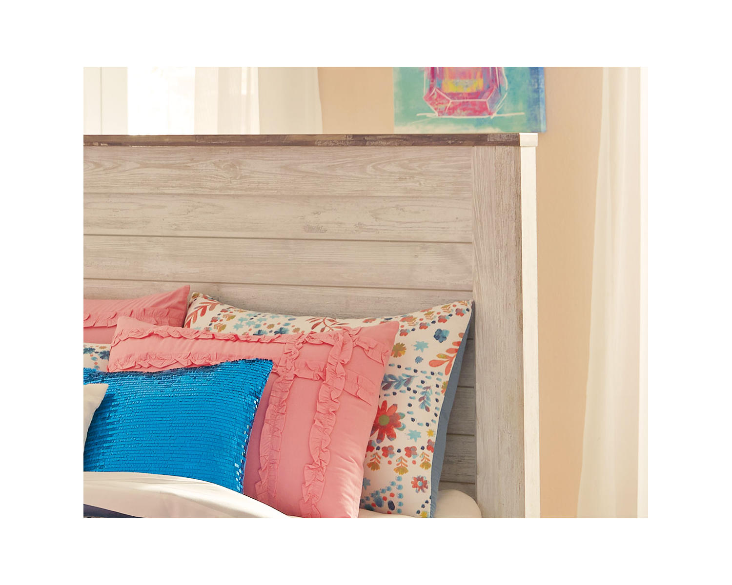 Signature Design by Ashley Casual Willowton Full Panel Headboard  Whitewash - image 3 of 9