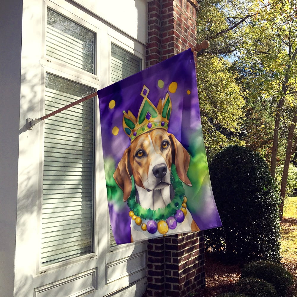 American Foxhound King of Mardi Gras House Flag 28 in x 40 in