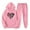 Pink, variant on USSUMA Women's Sweat Suits 2 Piece Set Hoodies for Women Long Sleeved Pullover Sweatpant Outfits Pocket Drawstring Print Tracksuit Stretchy Waist Fashion Jogger Sets Oversized Daily Sports Fall Suit