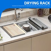 Dextrus 32 Undermount Kitchen Sink Workstation, 304 Stainless Steel, Single Bowl, Honeycomb, Silver