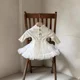 thumbnail image 2 of Ropa de primavera 2025 para niñas de 0 a 24 meses, mono bonito con lazo de Color sólido, falda de malla empalmada, vestido de una pieza para niños pequeños, 2 of 6