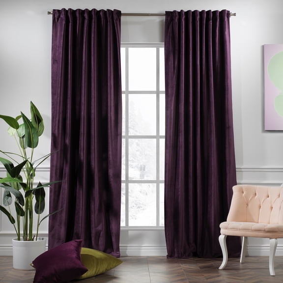 3S Brother's Solid Luxury Matte Velvet Soft Curtains Set of 2 Panels Hanging Back Tap & Rod Pocket Home Décor Bedroom Kitchen Office Windows Room Darkering ( Palatinate Purple-52"x72")