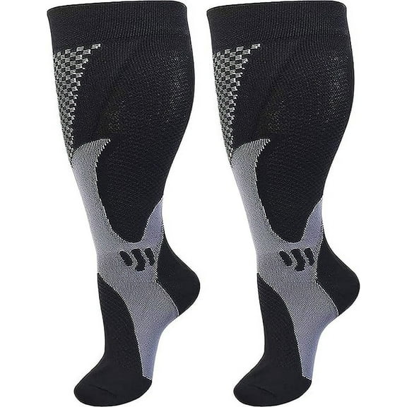 Plus Size Compression Socks Wide Calf for Women Men, Extra Large Compression Stocking for Nurse Sport Travel Edema