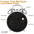 thumbnail image 4 of 4 inches Twin Bell Super Loud Alarm Clock Battery Operated with Nightlight for Heavy Sleepers, Silver, 4 of 7