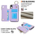 thumbnail image 2 of ELEHOLD Case for iPhone XR, Magnetic Closure Kickstand Zipper Wallet Case with 3 Card Slots & Ring Holder,Shockproof RFID Blocking Phone Case,Violet, 2 of 8