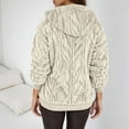 thumbnail image 5 of Bibifish Womens Jackets Cable Knit Fuzzy Full Zip Up Hooded Jackets Rib Cuffs Warm Cozy Oversized Fit Casual Daily Wear Cute Comfy Fuzzy Jackets, 5 of 5