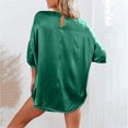thumbnail image 3 of LYEAA Satin Pajamas for Women Shorts Set Valentine's Day Two-piece Soft Nightwear Short Sleeve Tops Cozy Loungewear Ladies Solid Loose Casual Sleepwear Sleepsuits Green L, 3 of 5