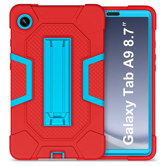 Étui Support pour Tablette pour Enfants Armor pour Samsung Galaxy Tab A9 Plus 11, Étui Support Antichute pour Samsung Galaxy Tab A9 8,7 Pouces 2023 Rouge Bleu A9 8,7 Pouces