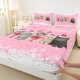 thumbnail image 3 of Homewish Kawaii Xmas Cat Queen Sheet Sets for Teens, Cartoon Kitten Animal Flat Sheet, Princess Pink Christmas Queen Fitted Sheet, Ultra Soft Bedroom Decor, 4-Piece, 3 of 7