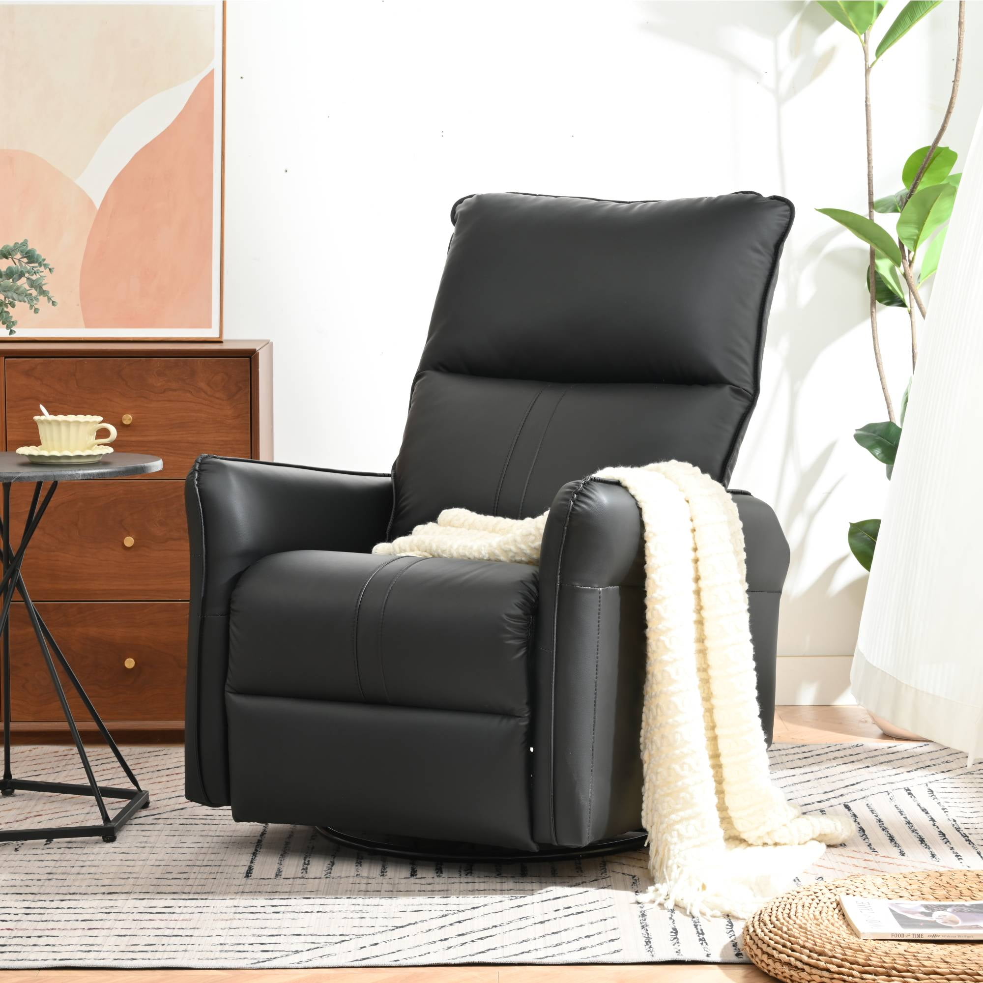 Swivel Recliner Chair, Electric&nbsp;Glider Rocker Recliner for Nursery, Power Recline Sofa Chair&nbsp;for Living Room, Bedroom, Black