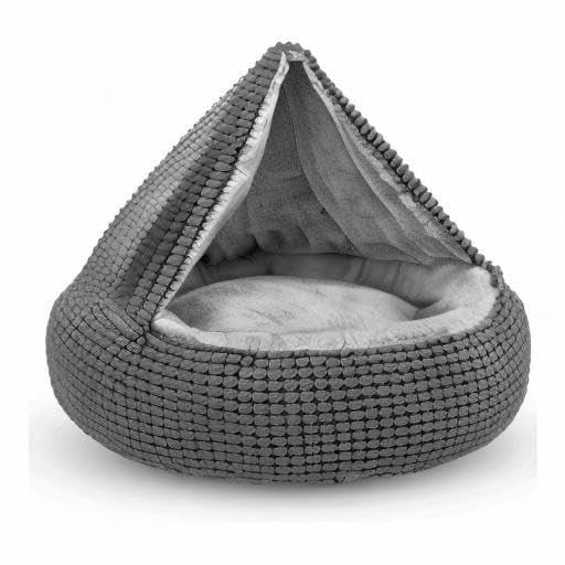 Cozy Small Dog Bed with Attached Blanket, Orthopedic Donut Cuddler, Anti-Anxiety Hooded Calming Cave, Washable with Non-Slip Bottom, 23 Inch