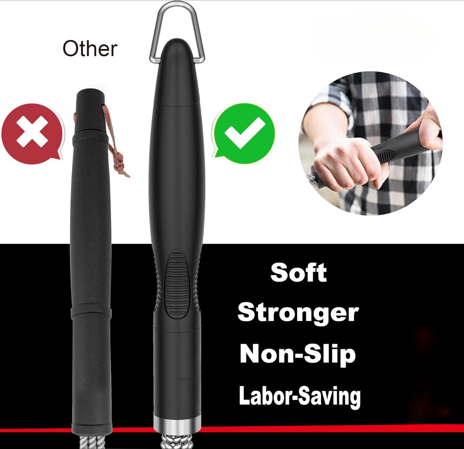 Grill Brush and Scraper, Extra Strong BBQ Cleaner Accessories, Safe Wire Bristles Barbecue Triple Scrubbers Cleaning Brush for Gas/Charcoal Grilling Grates, Wizard Tool BR-8115