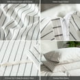 thumbnail image 2 of MooMee Striped Duvet Cover Set Full 100% Washed Cotton Linen Like Textured Breathable 3-Piece (White& Dark Grey Wide Stripes), 2 of 6