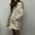 thumbnail image 5 of IROINNID Women's Trench Jacket Long Sleeve Solid Color Hoodie Outwear, Loose Ladies Lining Jacket Winter Warm Thick Long Jacket Over Jacket, 5 of 6