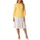 thumbnail image 2 of INSPIRAR CHIC Blusas de Manga Larga con Cuello Peter Pan de Cuadros Houndstooth para Mujeres M Amarillo Blanco, 2 of 6