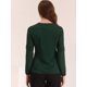 thumbnail image 4 of Top de la blusa de la oficina del trabajo del cuello del ojo de la cerradura de las mangas largas semi transparentes de la gasa elegante de las mujeres Ejercito Verde XL, 4 of 6