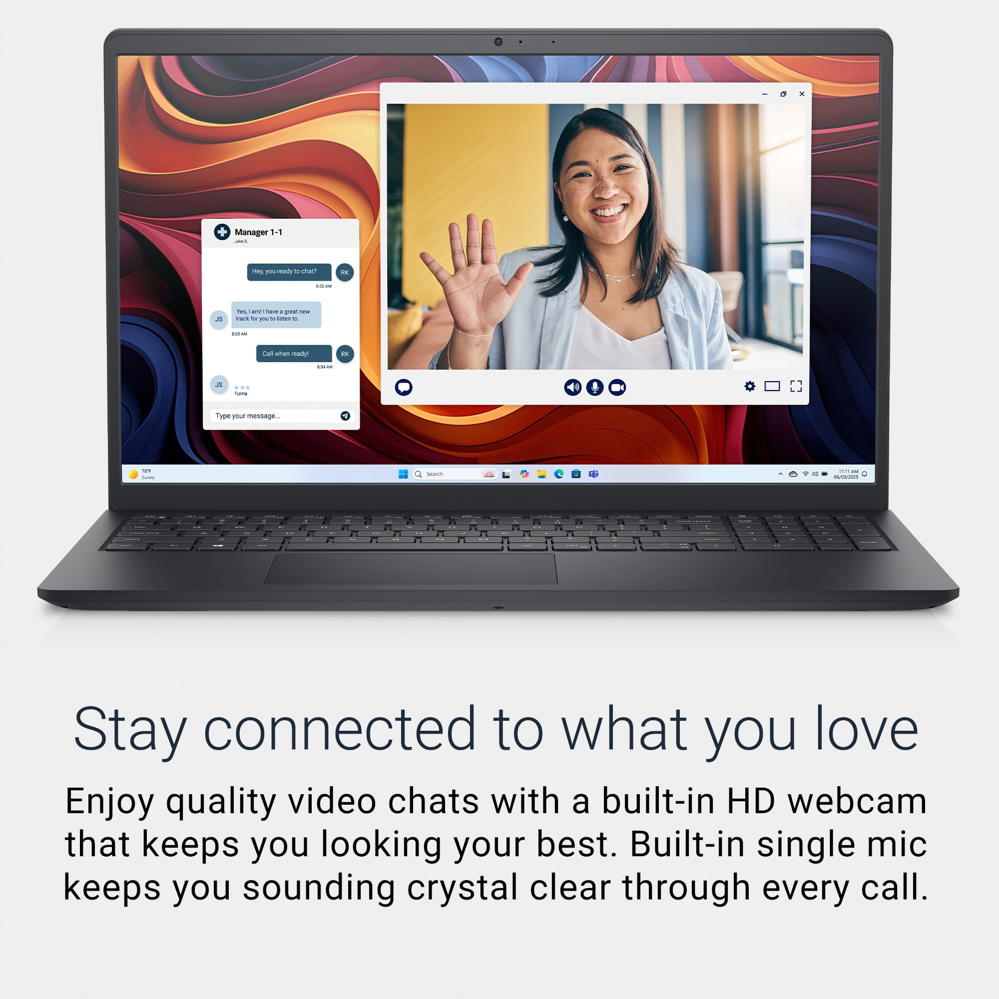 Dell 15 Laptop DC15255 - 15.6-inch FHD Touchscreen, AMD Ryzen 5-7530U, 8GB RAM, 512GB SSD, Black