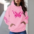 thumbnail image 2 of Wang6 Graphic Hoodies for Womens Causal Loose Fit Butterfly Printed Pullover Sweatshirts Trendy White Fall Long Sleeve V Neck Tops with Pockets Pink L, 2 of 5
