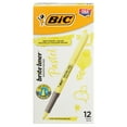BIC Brite Liner Grip Pastel Highlighters, Chisel Tip, Box of 12 Yellow