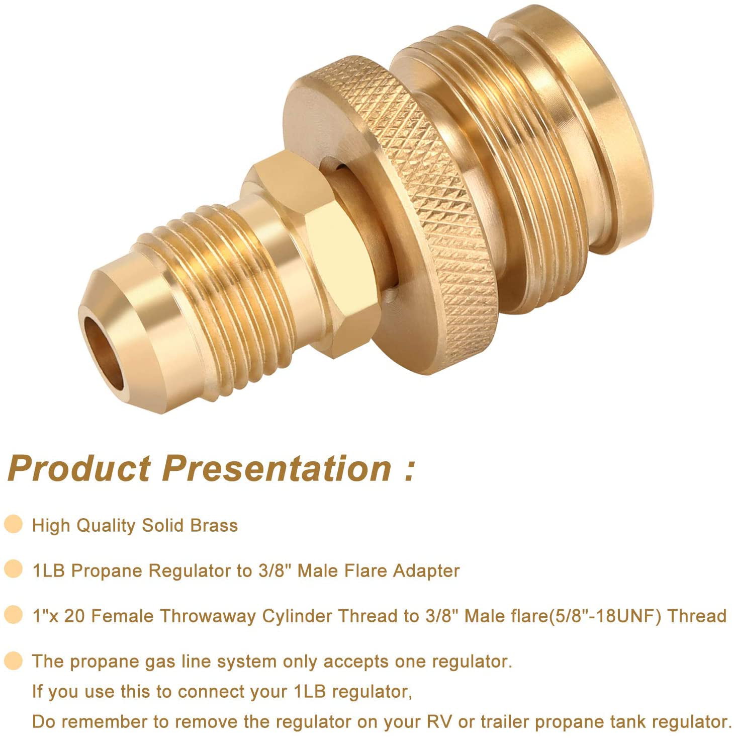 Details about   Grill Stove 1lb Propane Tank Regulator Adapter Connection to 3/8" Male Flare 
