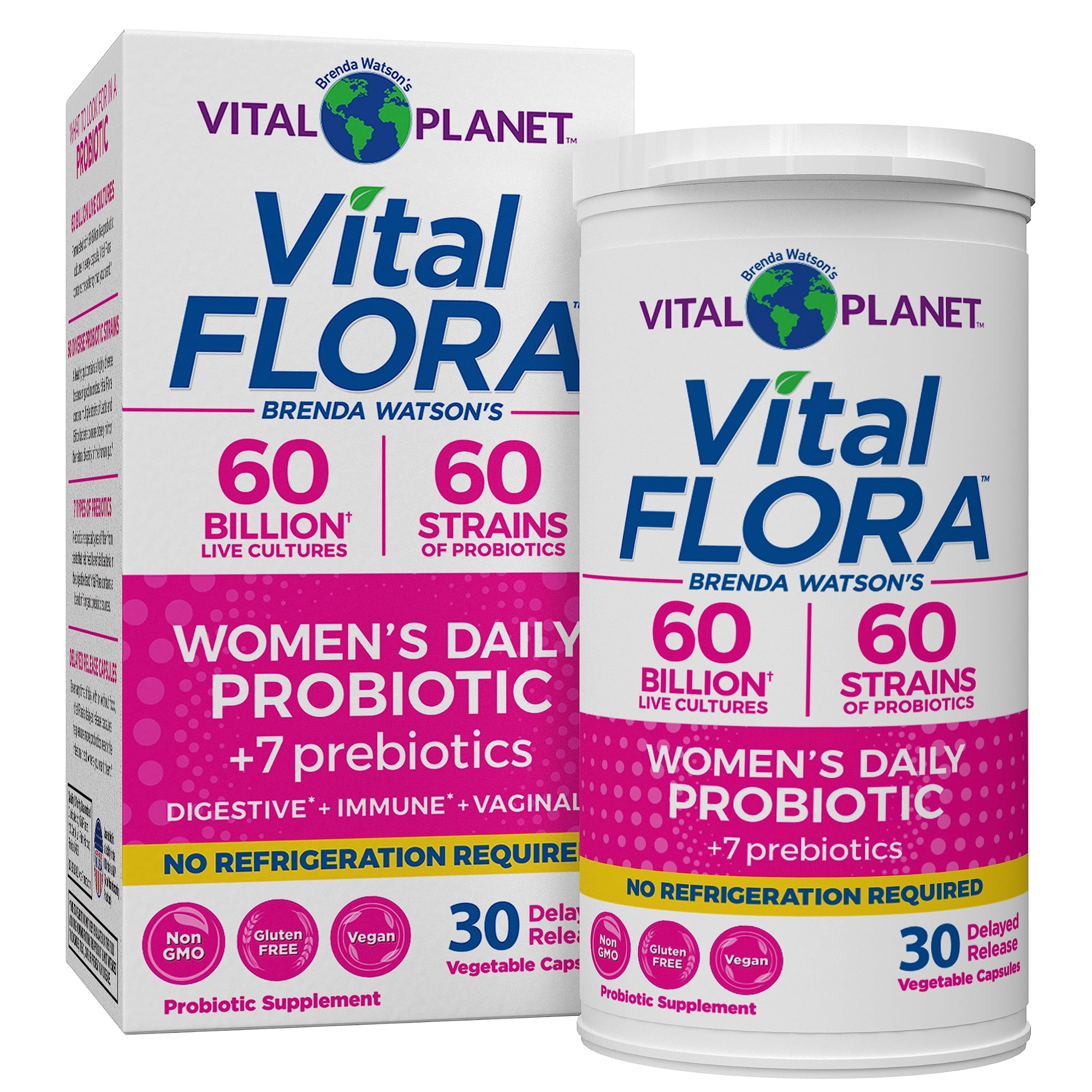 Vital Planet Vital Flora Women’s Daily Probiotic 60 Billion CFU 60 Strain Shelf Stable 30 Capsules