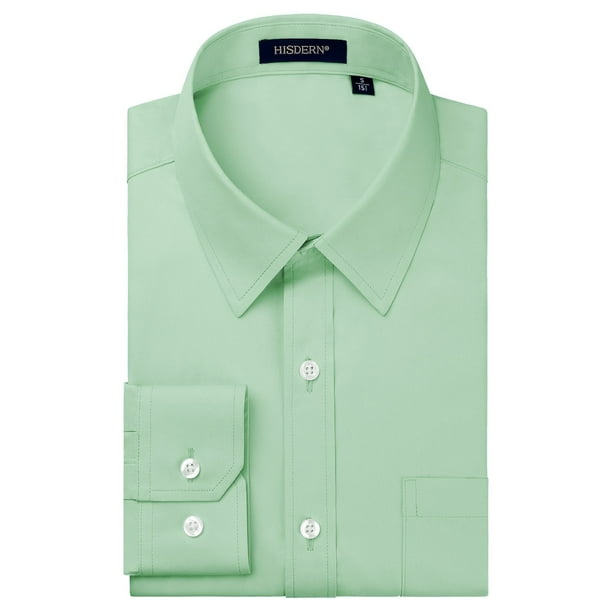Men's Dress Shirt Long Sleeve 4-Way Stretch Wrinkle Free Sage Green Formal Shirt 2XL