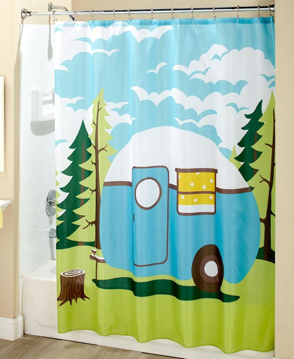 Retro Camping Shower Curtain, Cotton By The Lakeside Collection ...