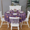 thumbnail image 2 of Purple Sun Star Circle Pattern Round Tablecloth 60"x60",Wrinkle Wipeable Table Cloth for Kitchen Dining Room Picnic Patio Party, 2 of 6