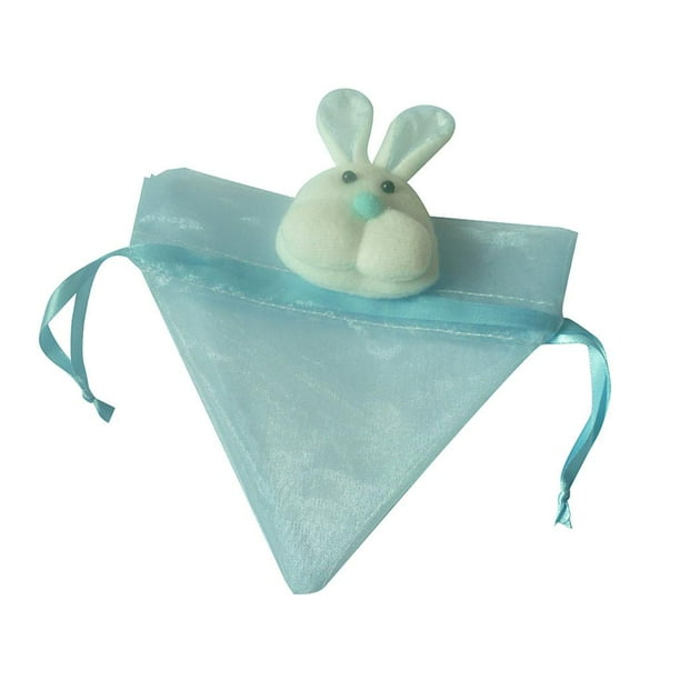 Bolsas triangulares grandes con cordón, bolsas de regalo de conejo, recuerdos para baby shower Azul