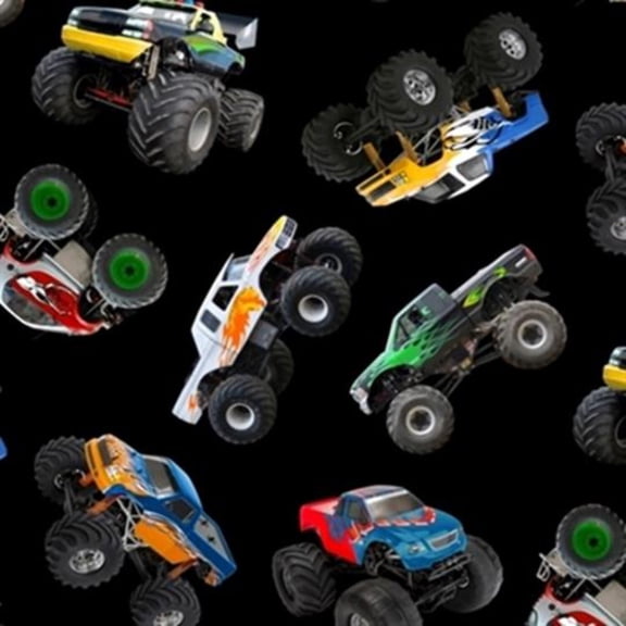 Monster Trucks Toss Cotton Fabric