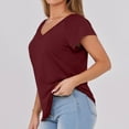 thumbnail image 5 of Liquidation! Hauts Grande Taille pour Femmes, Blouse à Manches Courtes d'Été pour Femmes, Blouse Décontractée à Manches Courtes Unie Col en V pour Femmes, 5 of 5