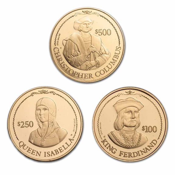 1992 British Virgin Islands 3-Coin Gold Columbus Proof Set