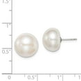 thumbnail image 5 of 925 Sterling Silver 12-13mm White Freshwater Cultured Button Pearl Stud Earring, 5 of 5