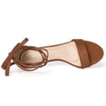 thumbnail image 4 of BLISSFUL STEP Women's Shoes Faux Suede Lace Up Open Toe Kitten Heel Cushioned Footbed Sandals  Dark Brown 10, 4 of 7