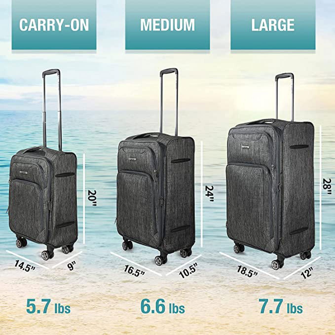 Cantor 20" Adult 3 Piece Softside Spinner Lightweight Luggage Set, Gray