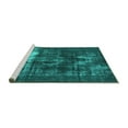 thumbnail image 2 of Ahgly Company Machine Washable Indoor Square Oriental Turquoise Blue Industrial Area Rugs, 4' Square, 2 of 4