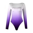 thumbnail image 3 of GHSOHS Women's Square Neck Long Sleeve Bodysuits Double Lined Stretch Thong Jumpsuit Tie Dye Printed Body Suits Going Out Tops, 3 of 4