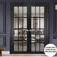 Solid French Double Doors Felicia 3355 Matte Black with Clear Glass