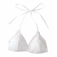 thumbnail image 3 of Xdegoge Bras for Women Wireless Halter Bra elegant Lace Adjustable Tie Back Breathable Comfort Bralette Stylish Casual Underwear for Vacation, Beach, 3 of 3