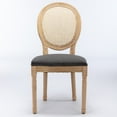 thumbnail image 6 of Dtwnek 2 Pack Wood Frame Upholstered Linen Fabric Rattan Back Dining Chair for Living Room, Dining Room, Gray, 6 of 9
