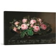 thumbnail image 1 of ARTCANVAS Pink Roses In a Greek Bowl 1844 Canvas Art Print by Johan Laurentz Jensen - Size: 26" x 18" (0.75" Deep), 1 of 9