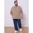 thumbnail image 2 of DARING DIVA Men's Big Tall Henley Shirts Button Down Short Sleeve T-Shirt 5XL Light Brown, 2 of 7