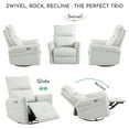 thumbnail image 3 of Bellemave Power Swivel Rocker Recliner, 270° Glider Recliner with USB Ports, Overstuffed Faux Leather Rocking Chair for Small Spaces Living Room (Light Gray), 3 of 9