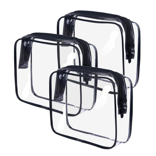 Clear Travel Toiletry Bag TSA Approved, FITDON 3PCS Portable Makeup Bag