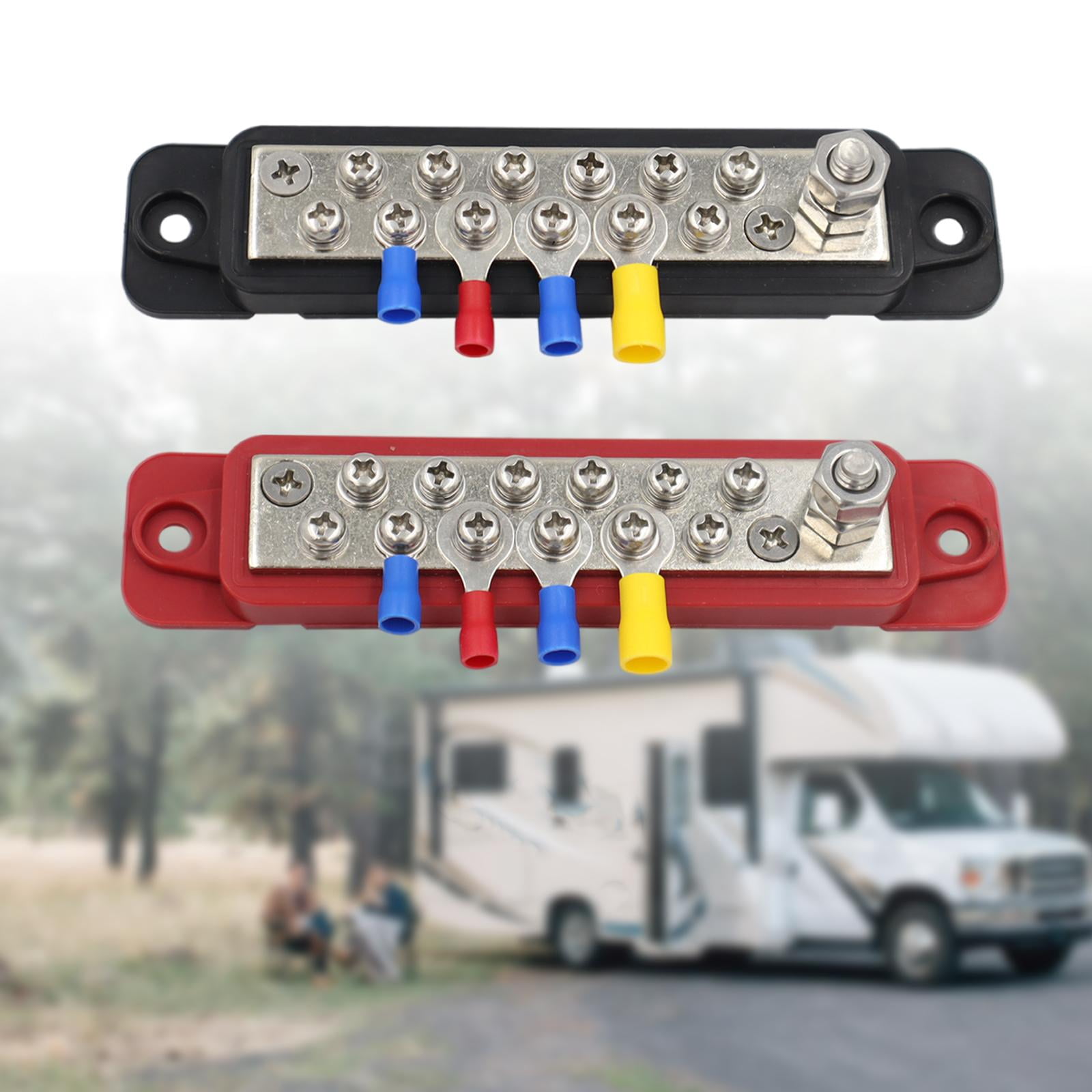 funtasica 1 Pair 12 Terminal Ground Distribution Block Kit / /48V DC Buss Bar with Terminal