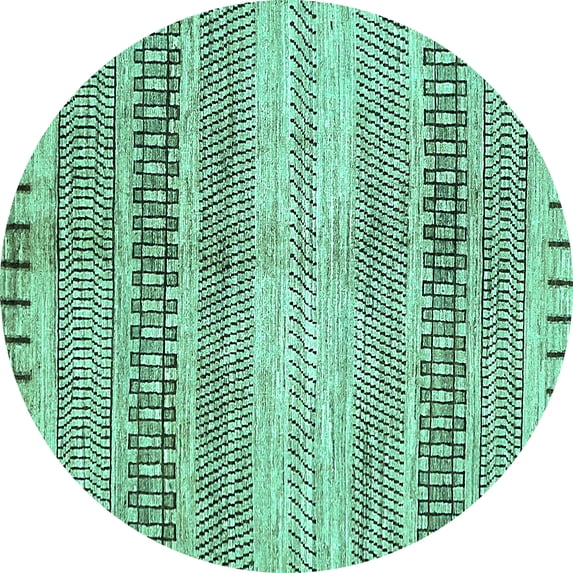 Ahgly Company Indoor Round Abstract Turquoise Blue Modern Area Rugs, 8' Round