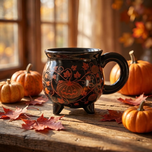 Witch Cauldron Ceramic Coffee Mug, Legged Pumpkin Shaped Drink Cup, Stylish Multicolor Tableware, Practical Drinkware for Hot Tea, Cocoa, Family Gatherings and Halloween Parties