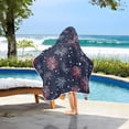 thumbnail image 3 of Yayeee Kids Hooded Towel with Hand Pockets Beach Soft Absorbent Bath Wrap 50 x 23.5 inch, Red and Blue Fireworks Pattern, 3 of 5