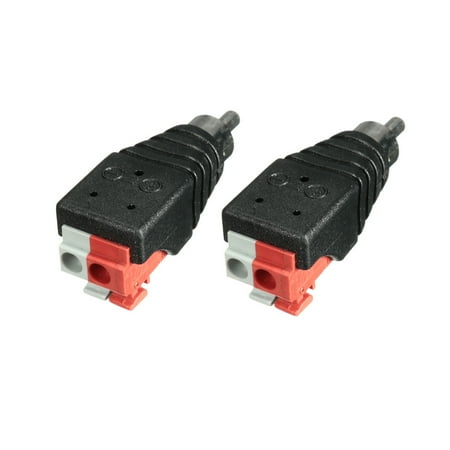 Speaker Wire Jacks - 2Pcs Speaker Wire Cable to Audio Male RCA Connector Adapter Jack Plug for CCTV LED Monitoring